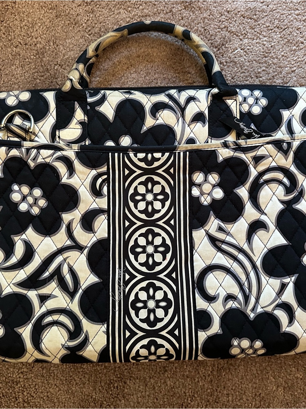 Vera Bradley Black and Cream Geometric Quilted Bag - Picture 2 of 6